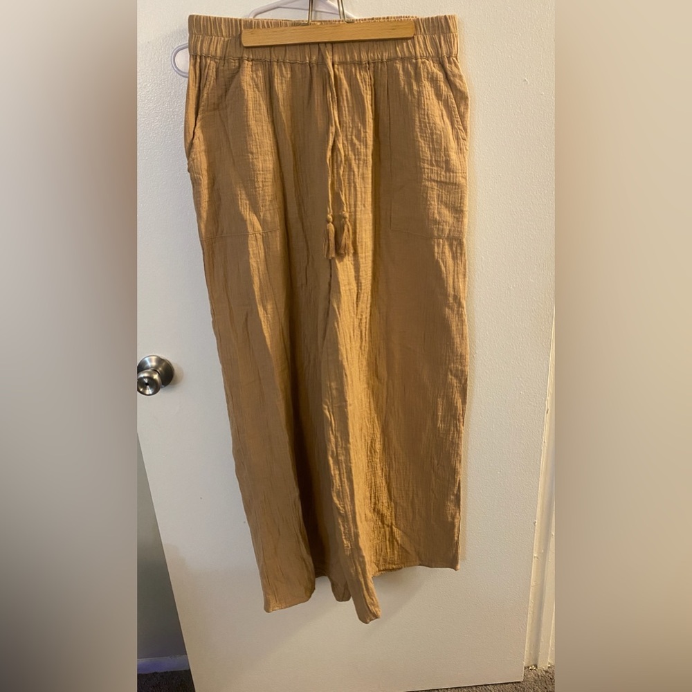 Salty Lemon Cotton wide leg pants XL